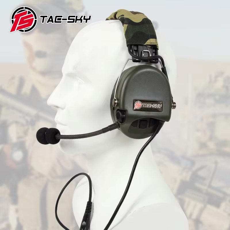 TAC-SKY Tactical Electronic Shooting Silicone Ear Pads Noise-Canceling Headset for Hunting and Range
