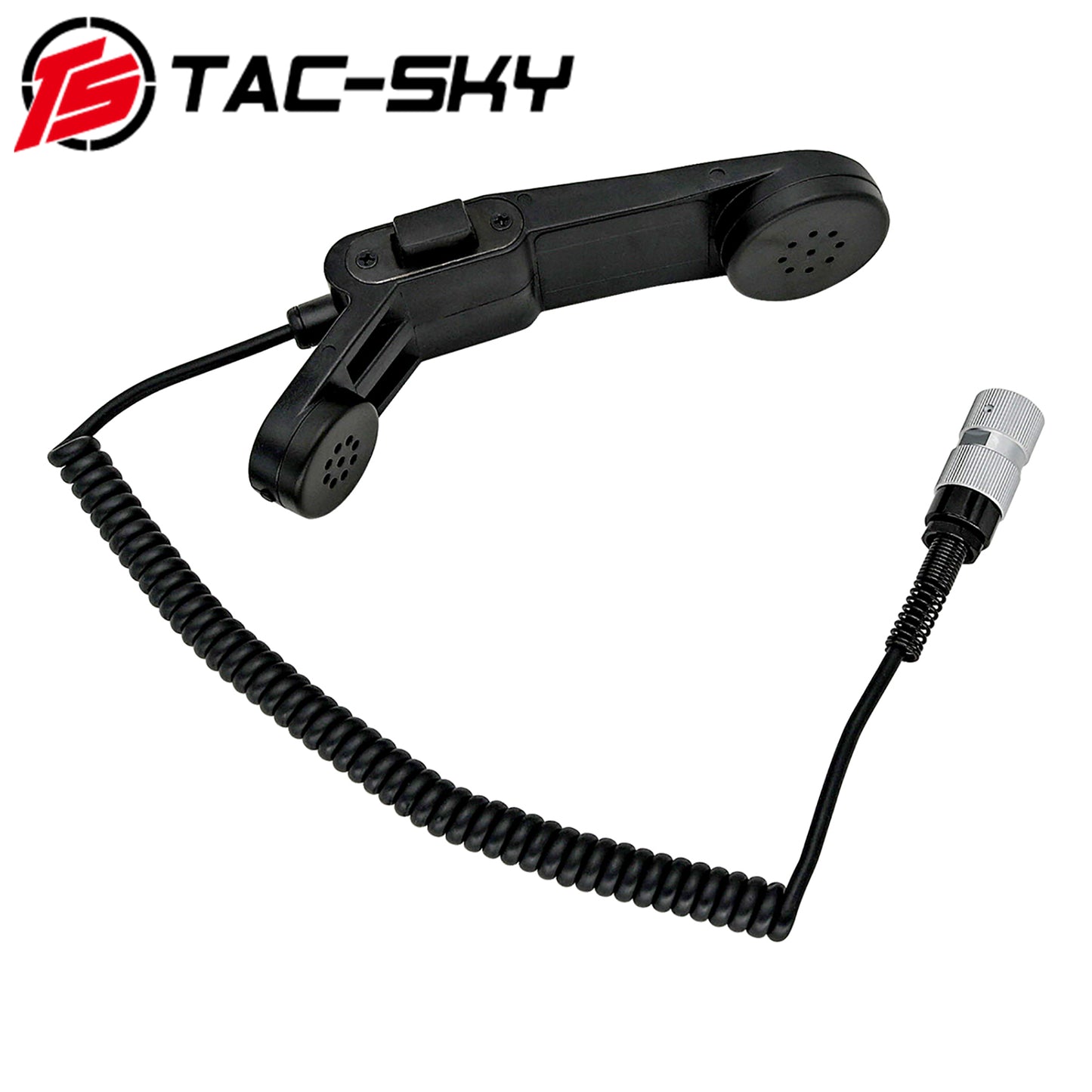 TS TAC-SKY H-250 Adapter Handheld Microphone Spring Coil Design PTT Compatible with PRC 153/163 Radio