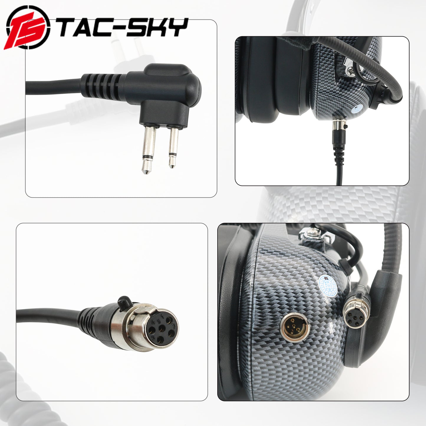 TS TAC-SKY Coil Cord Cable 5 Pin PLug to M 2 Pin Plug Compatible with Motorola Radios GP2000/GP2100 & HYT TC-500 Headphone
