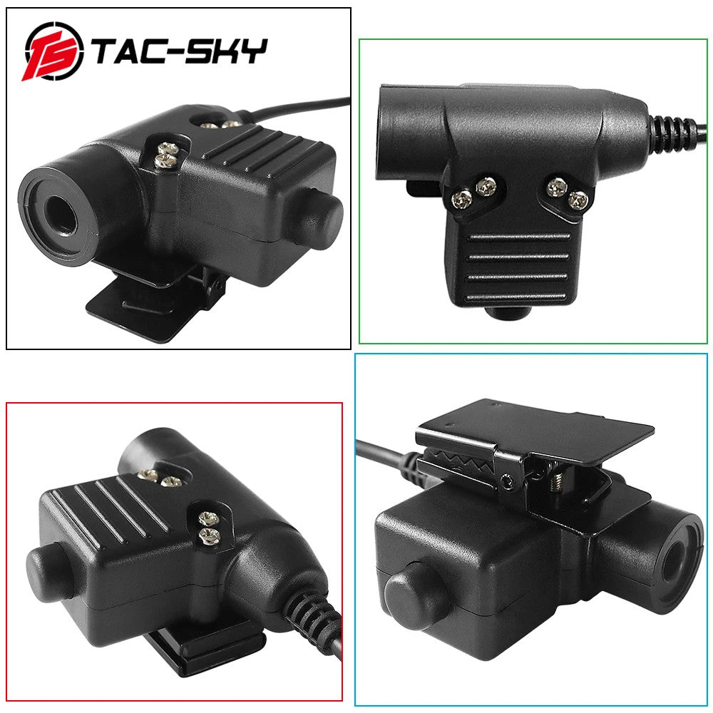 TAC-SKY Tactical U94 Coiled Cable PTT 6 Pin Push To Talk Adapter for AN/PRC152 AN/PRC148 Radio