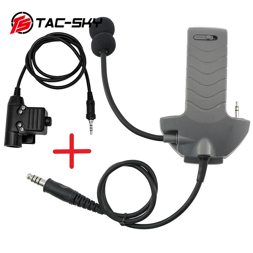 TAC-SKY Tactical External Microphone Kit with U94 PTT military for Walker's Razor Electronic Earmuffs for Yaesu Walkie Talkie