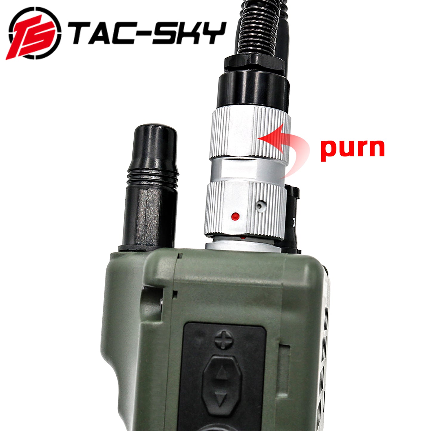 TS TAC-SKY H-250 Adapter Handheld Microphone Spring Coil Design PTT Compatible with PRC 153/163 Radio