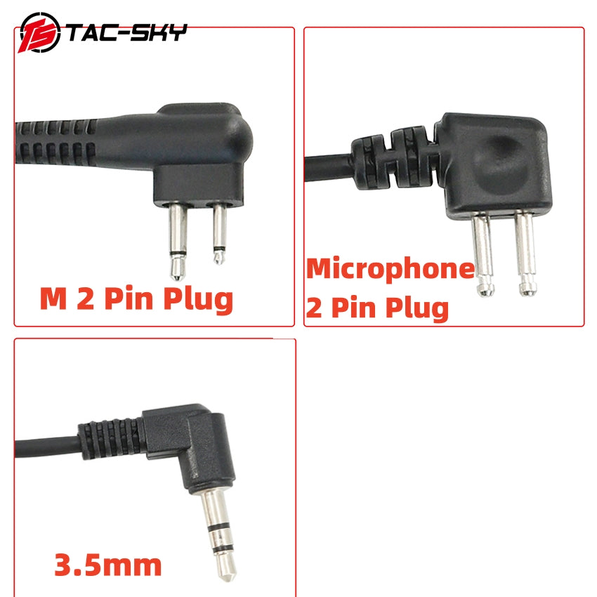 TS TAC-SKY Tactical PTT Microphone 2 Pin Plug or 3.5mm Compatible with Motorola GP2000