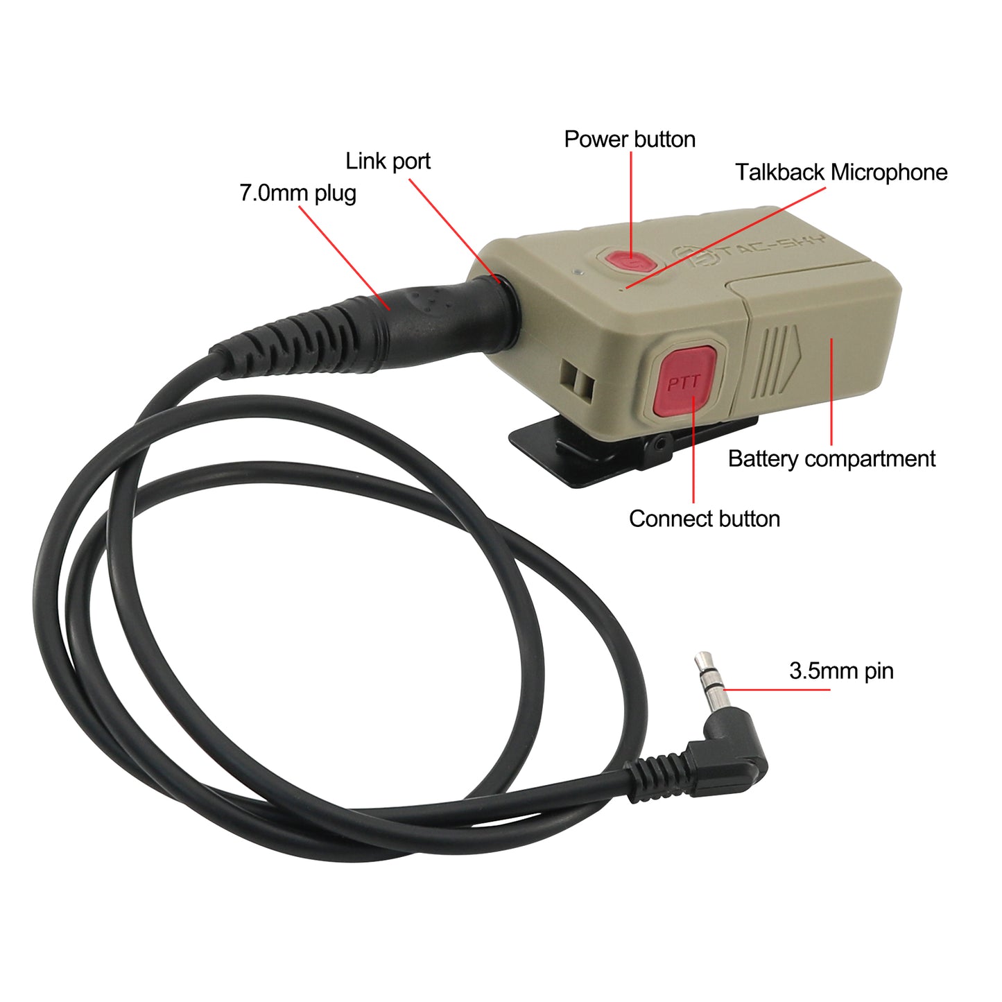 TAC-SKY Tactical Headset Bluetooth 3.5mm plug PTT Adapter & U-174 NATO/Military to Civilian Wiring Adapter For Sordin/Howard/TAC300