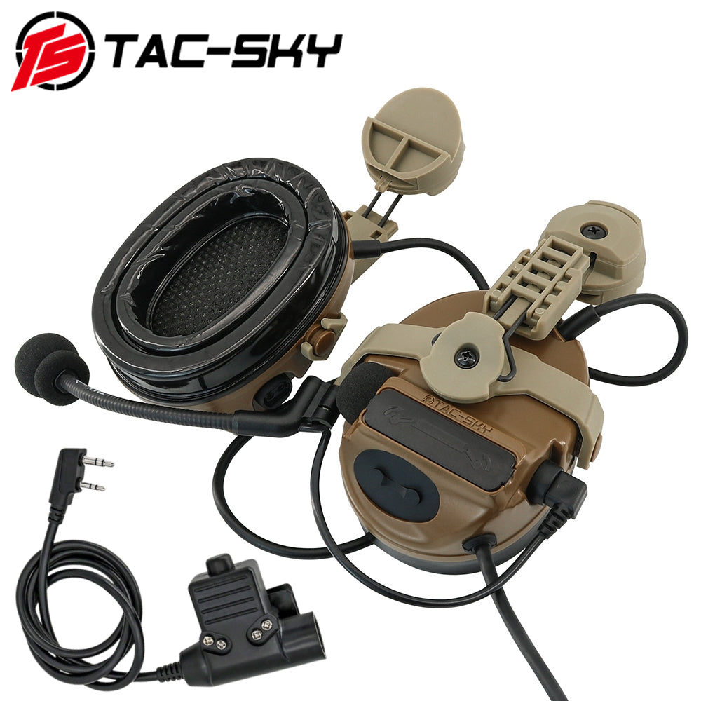 TS TAC-SKY ARC Rail Helmet Bracket Tactical Headset C3 Hearing Protection + U94 PTT