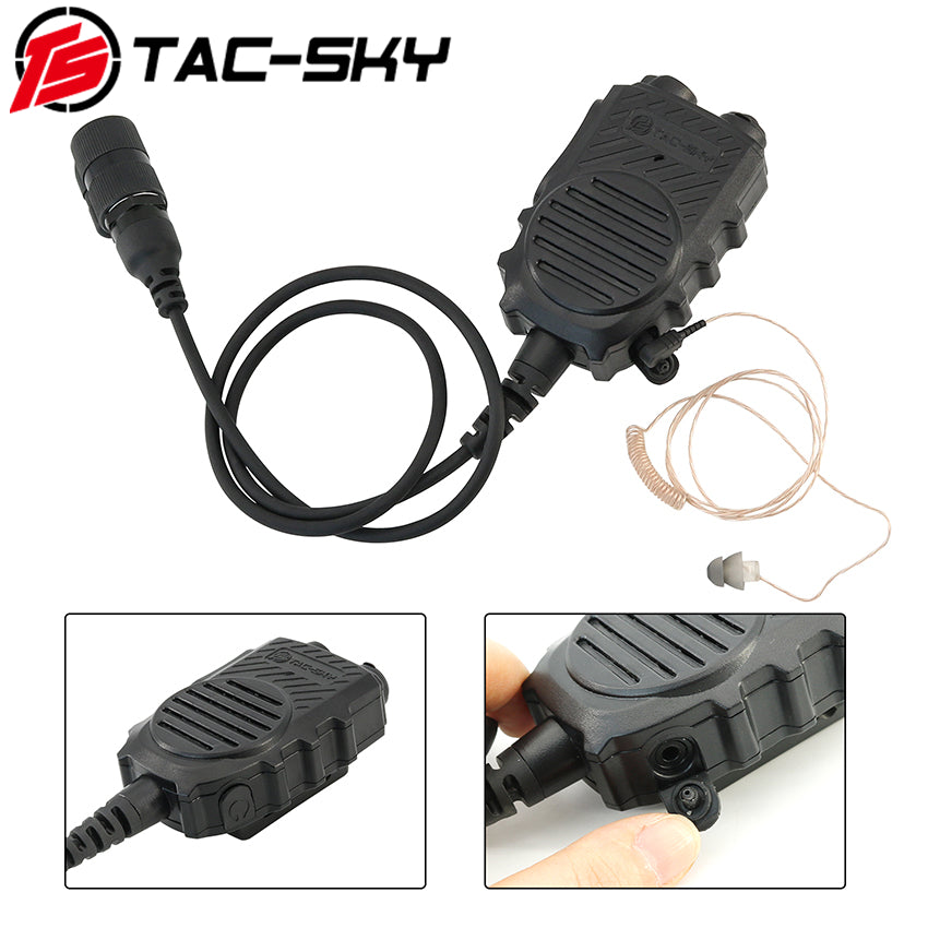 TS TAC-SKY Mini Single Side Wired Earbud 3.5mm + 6-Pin Handheld Microphone PTT