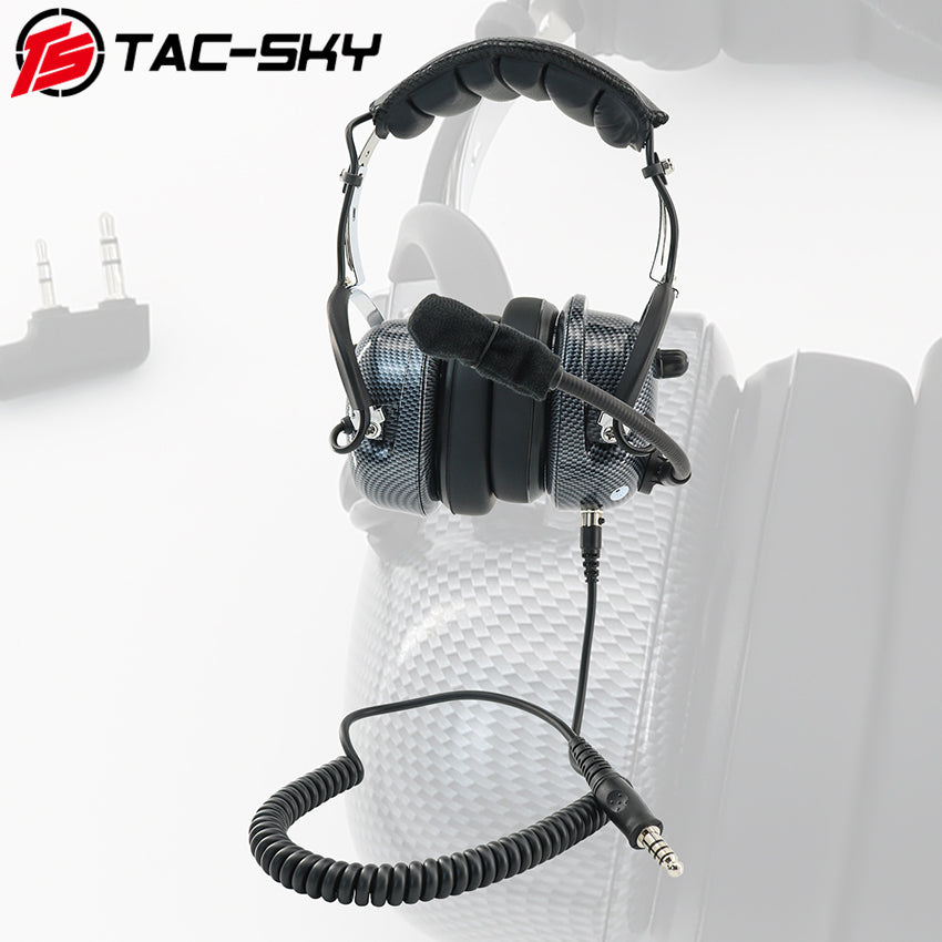 TS TAC-SKY Coil Cord Cable 5 Pin PLug to 7.0mm Jack Compatible with Pilot's Headset