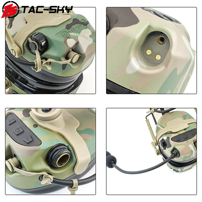 TS TAC-SKY T700 Active Noise Cancellation Tactical Headset with ARC Rail helmet Bracket + V2 PTT + U174