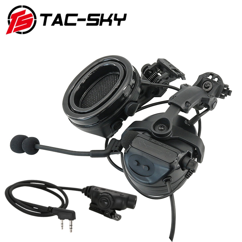 TS TAC-SKY 2.0 Wendy 3.0 Rail Helmet Mounting C3 Tactical Headset Hearing Protection + V2 PTT