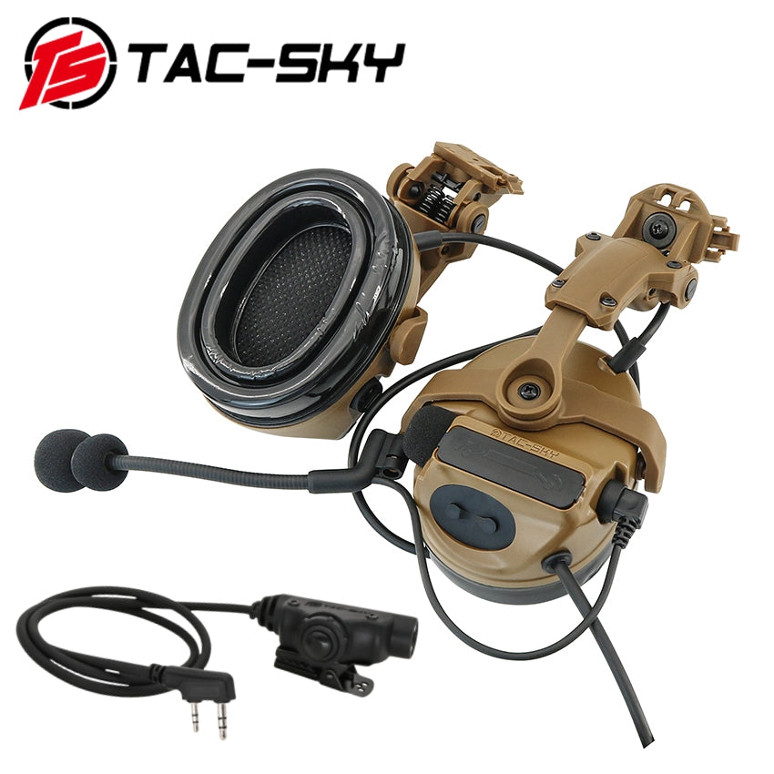 TS TAC-SKY 2.0 Wendy 3.0 Rail Helmet Mounting C3 Tactical Headset Hearing Protection + V2 PTT