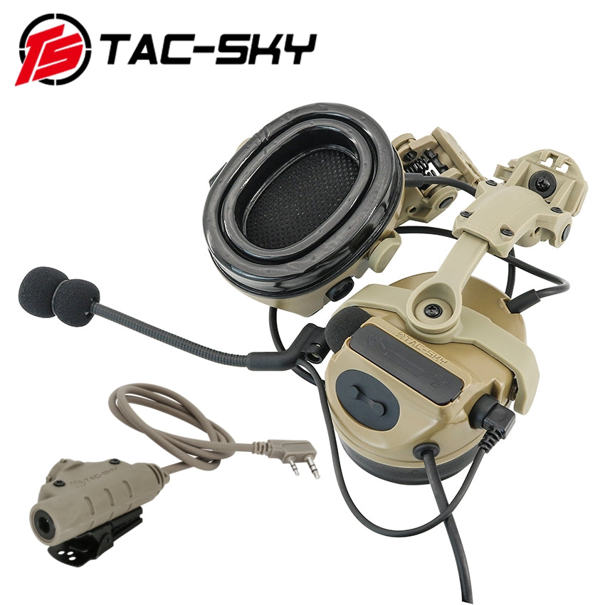 TS TAC-SKY 2.0 Wendy 3.0 Rail Helmet Mounting C3 Tactical Headset Hearing Protection + V2 PTT
