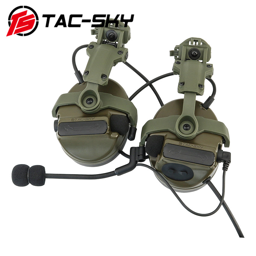 TS TAC-SKY 2.0 Wendy 3.0 Rail Helmet Mounting C3 Tactical Headset Hearing Protection + V2 PTT