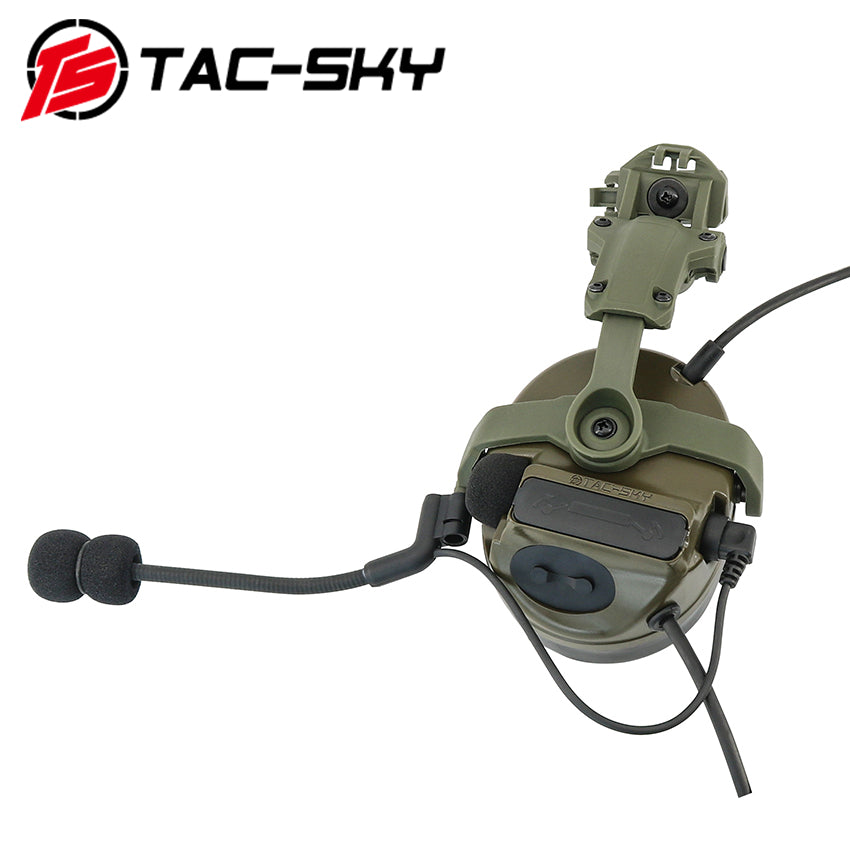 TS TAC-SKY 2.0 Wendy 3.0 Rail Helmet Mounting C3 Tactical Headset Hearing Protection + V2 PTT
