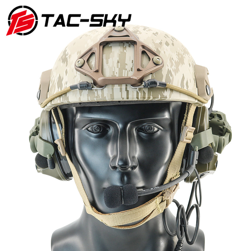 TS TAC-SKY 2.0 Wendy 3.0 Rail Helmet Mounting C3 Tactical Headset Hearing Protection + V2 PTT