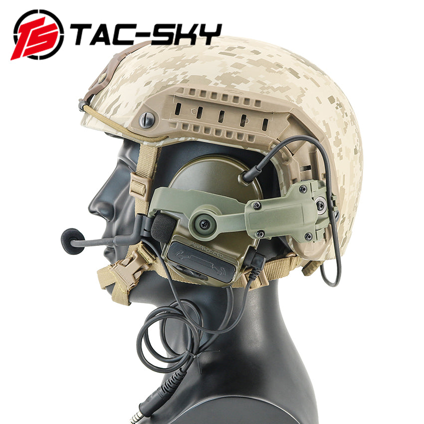 TS TAC-SKY 2.0 Wendy 3.0 Rail Helmet Mounting C3 Tactical Headset Hearing Protection + V2 PTT