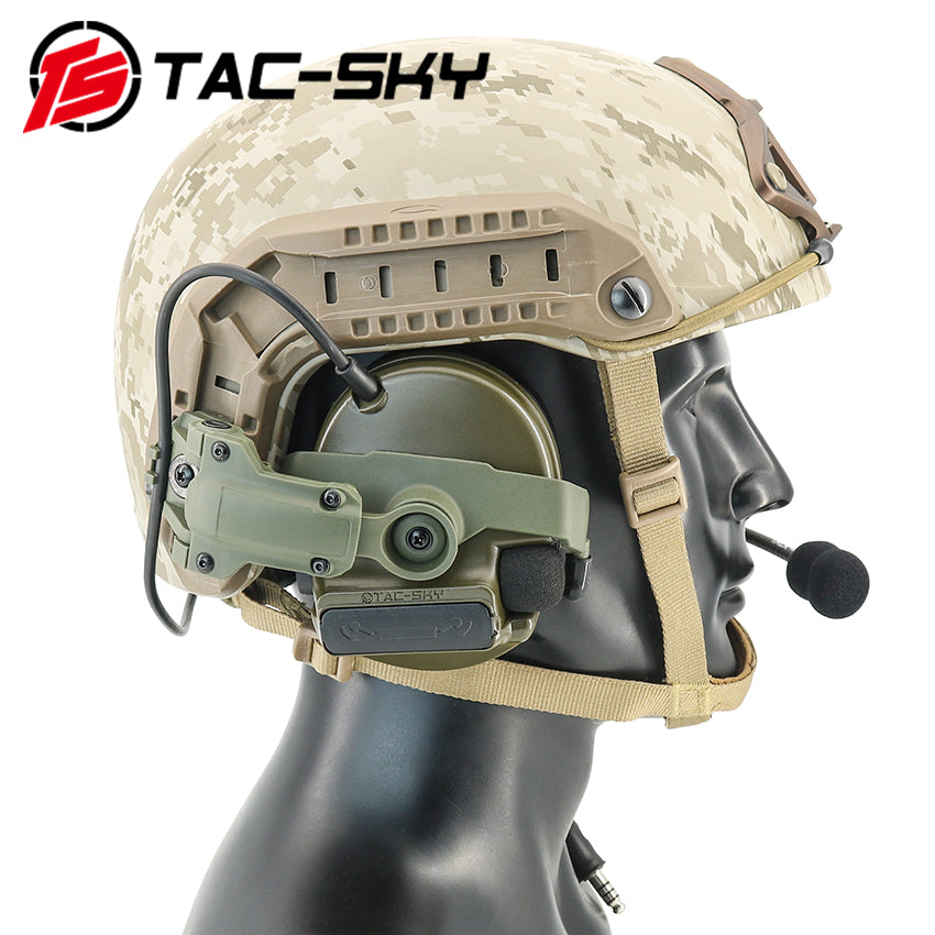 TS TAC-SKY 2.0 Wendy 3.0 Rail Helmet Mounting C3 Tactical Headset Hearing Protection + V2 PTT