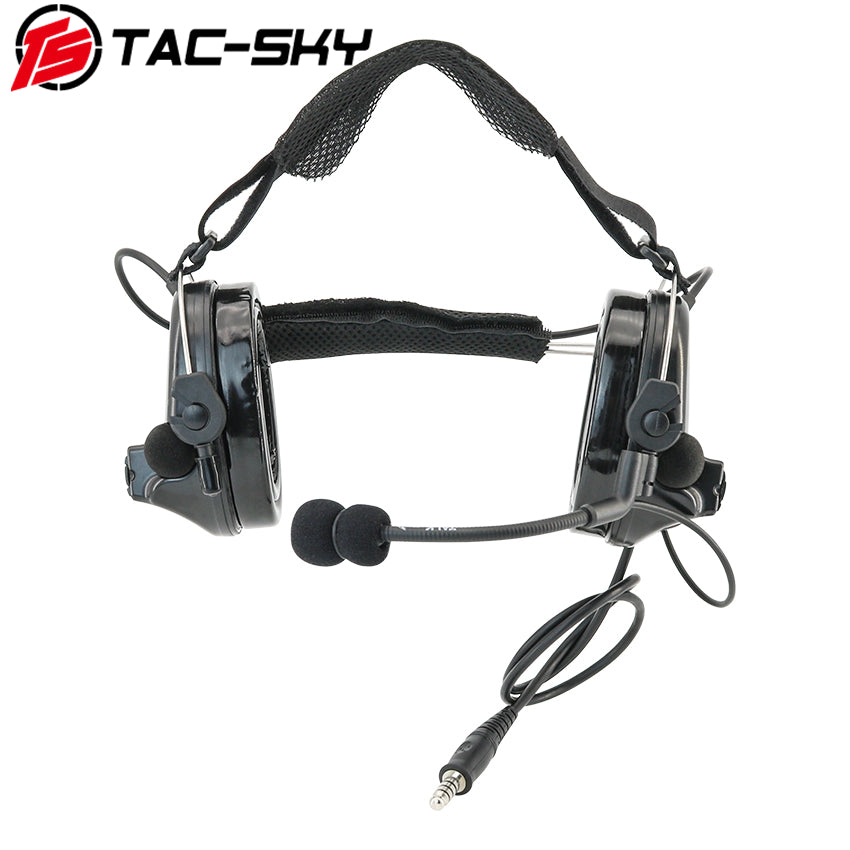 TAC-SKY Rear Headband Electronic C2 Tactical Headset Silicone Earmuffs + U94 PTT