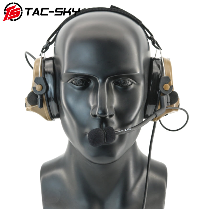 TS TAC-SKY Rear Headband Electronic Tactical Headset C3 for Airsoft Sports + V2 PTT