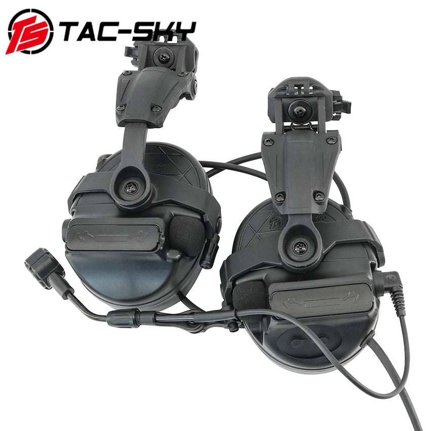 TS TAC-SKY ARC Rail Helmet Bracket C5 Pro Electronic Hearing protection Tactical Headset + V2 PTT