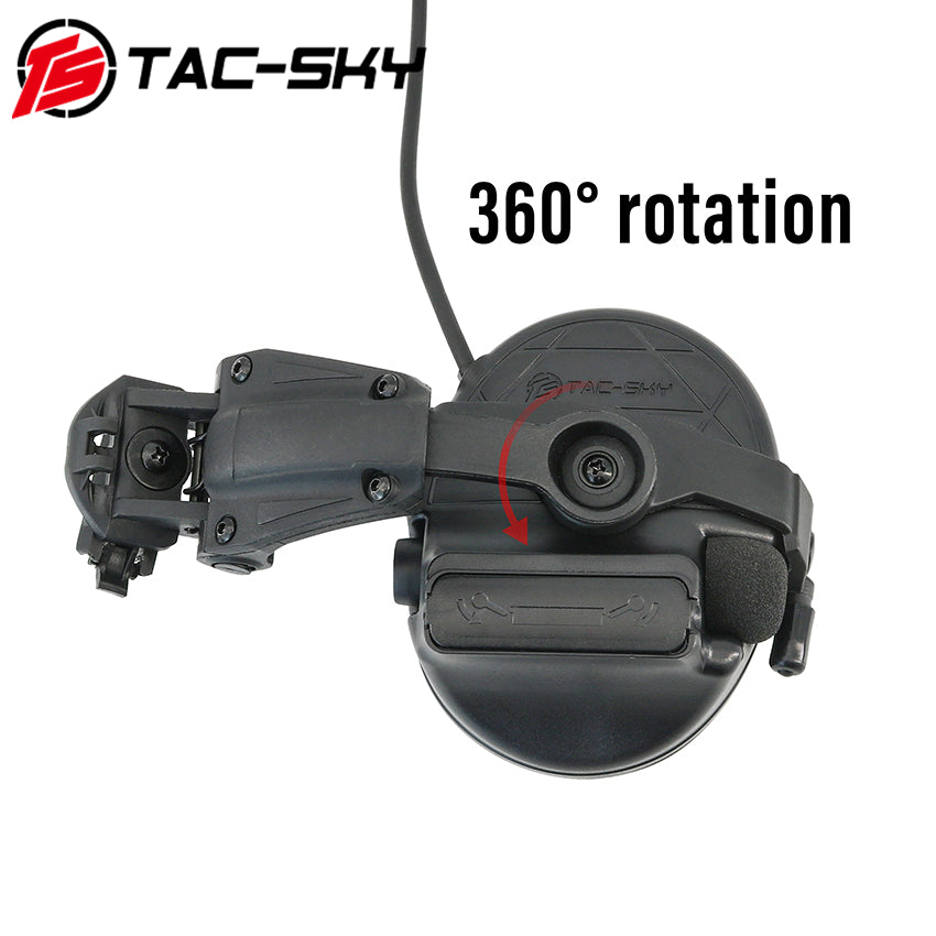 TS TAC-SKY ARC Rail Helmet Bracket C5 Pro Electronic Hearing protection Tactical Headset + V2 PTT