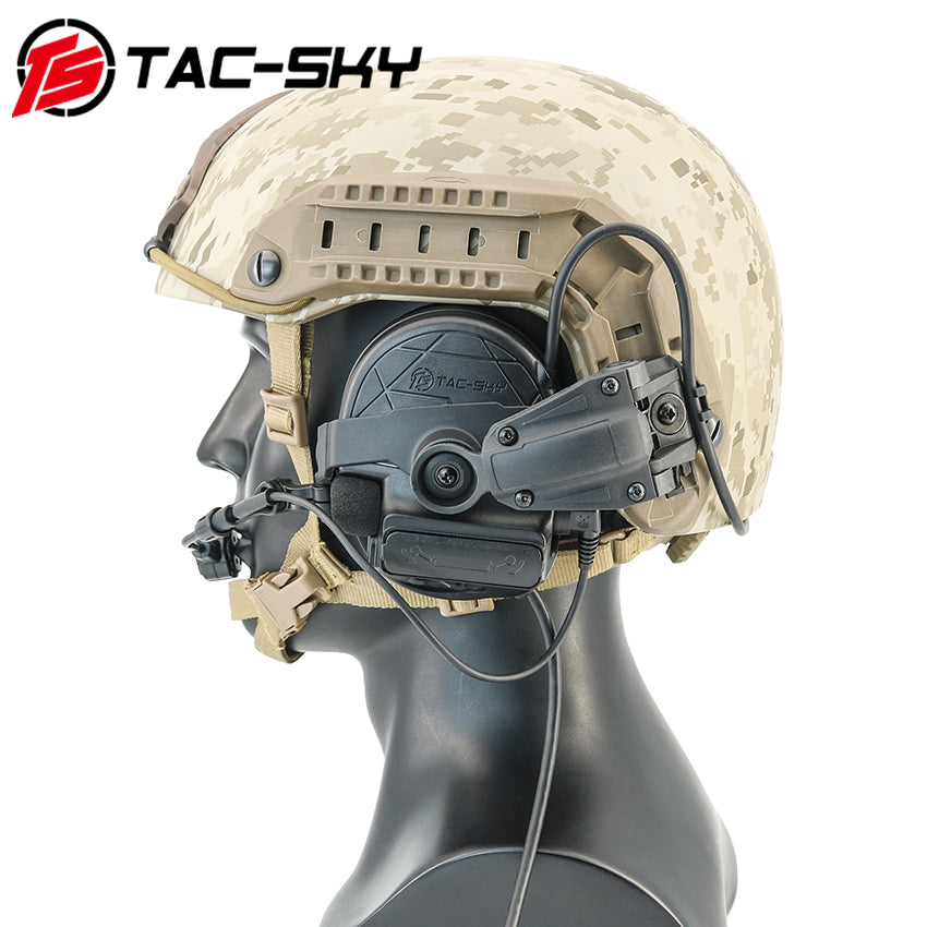 TS TAC-SKY ARC Rail Helmet Bracket C5 Pro Electronic Hearing protection Tactical Headset + V2 PTT