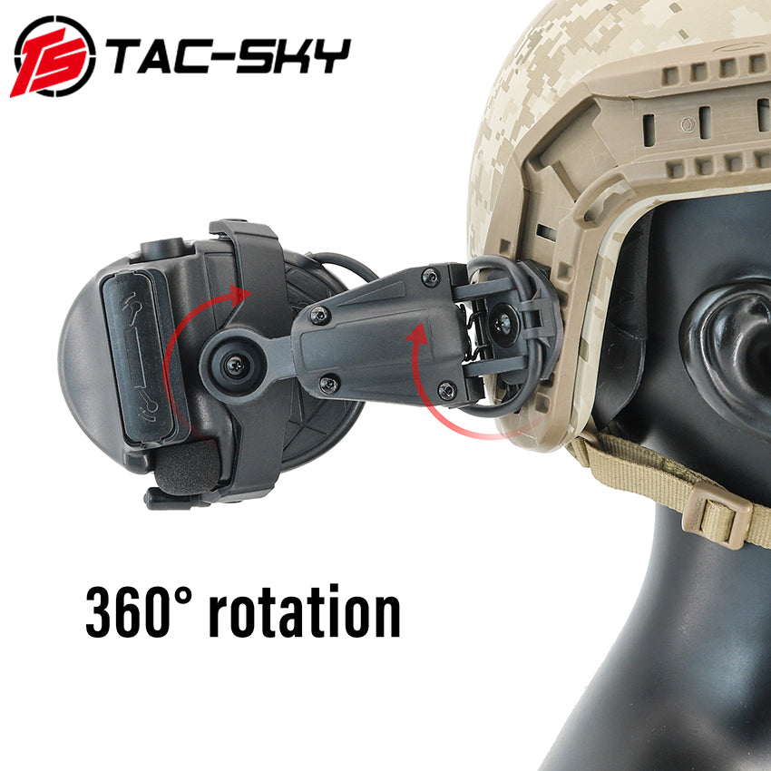 TS TAC-SKY ARC Rail Helmet Bracket C5 Pro Electronic Hearing protection Tactical Headset + V2 PTT