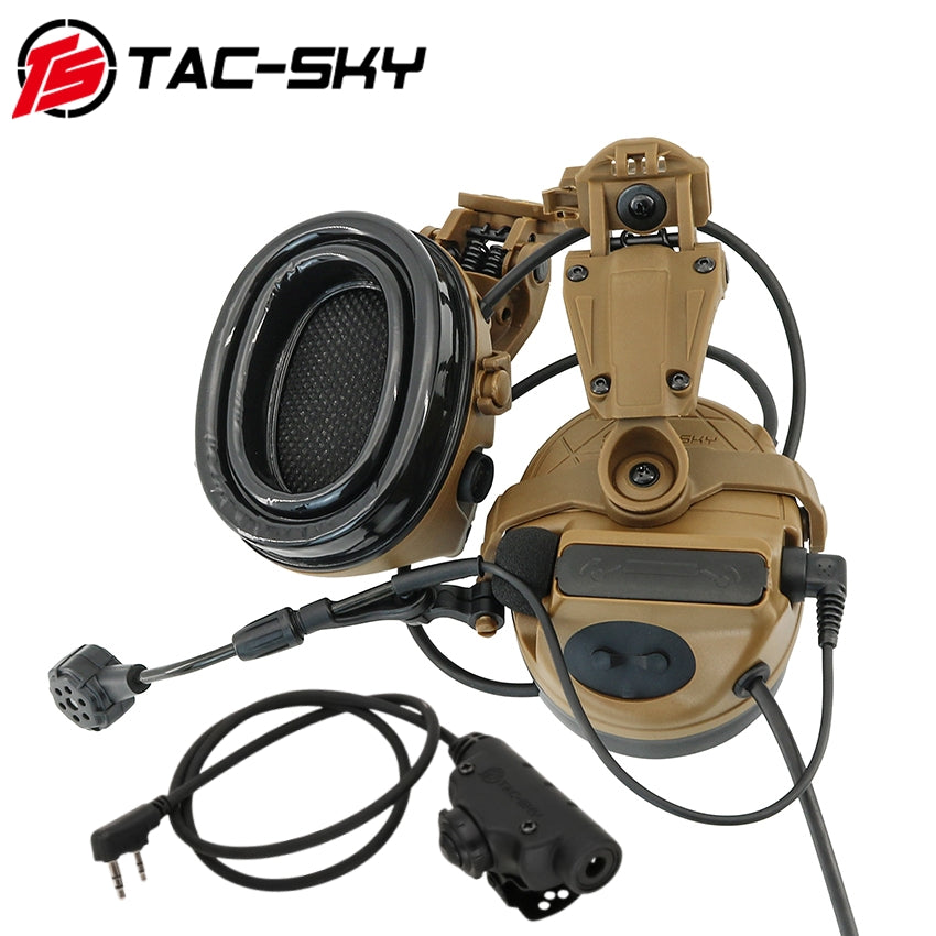TS TAC-SKY ARC Rail Helmet Bracket C5 Pro Electronic Hearing protection Tactical Headset + V2 PTT