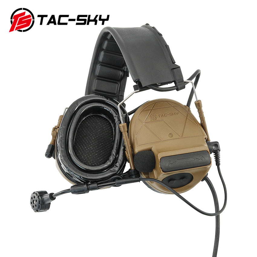 TS TAC-SKY Tactical Headset Electronic C5 Pro Hearing Protection Active Noise Cancellation for Airsoft + U94 PTT