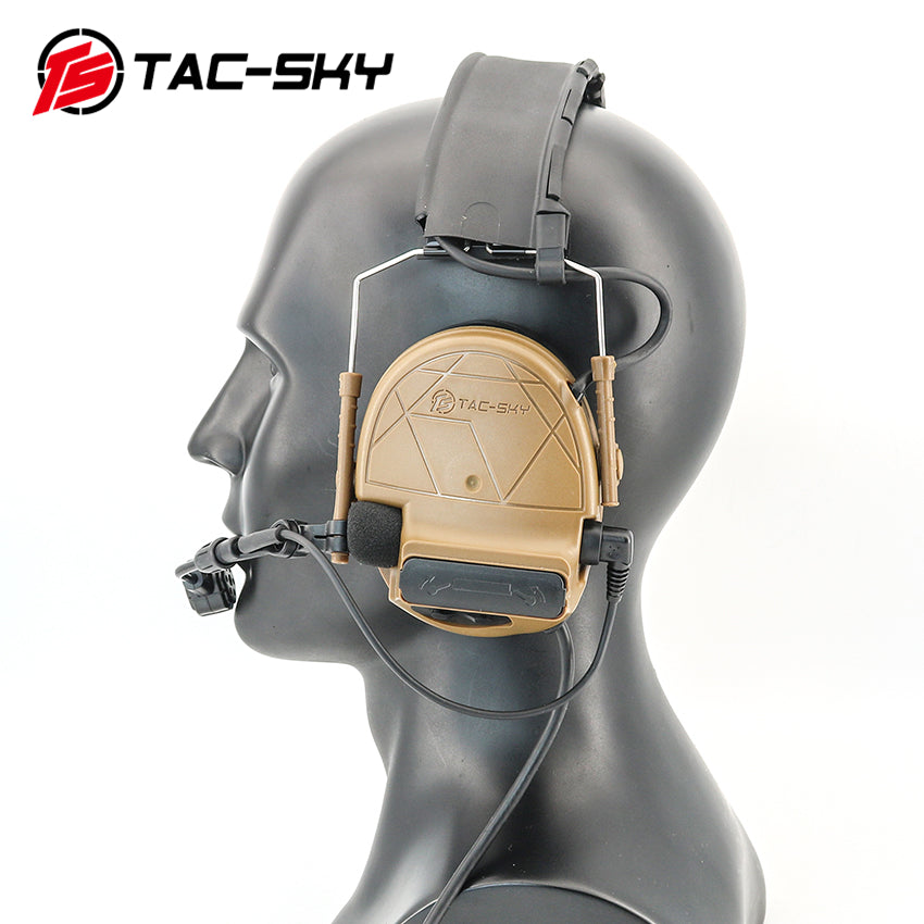 TS TAC-SKY Tactical Headset Electronic C5 Pro Hearing Protection Active Noise Cancellation for Airsoft + V2 PTT