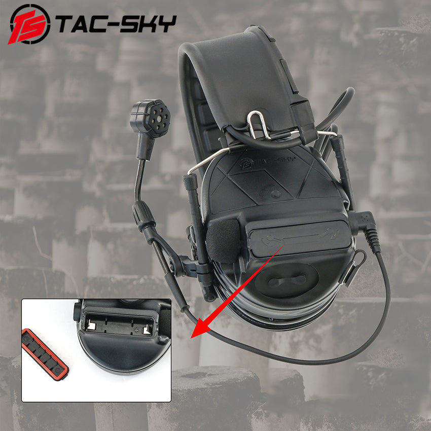 TS TAC-SKY Hearing Protection Sound Pickup Earmuff C5 PRO 2.0 Tactical Headset+ PTT + Detachable 7.0mm Cable