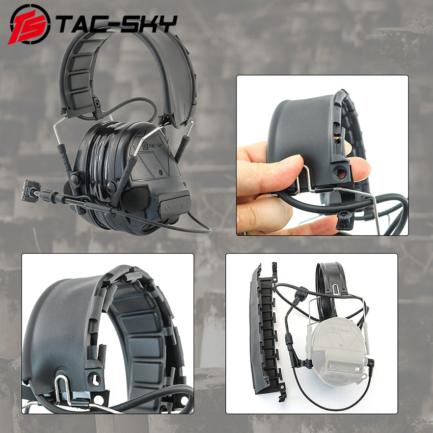 TS TAC-SKY Hearing Protection Sound Pickup Earmuff C5 PRO 2.0 Tactical Headset+ PTT + Detachable 7.0mm Cable