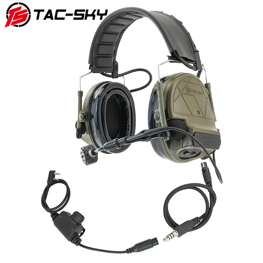 TS TAC-SKY Hearing Protection Sound Pickup Earmuff C5 PRO 2.0 Tactical Headset+ PTT + Detachable 7.0mm Cable