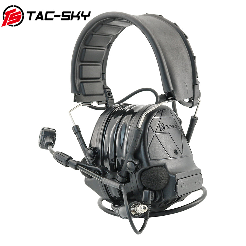 TAC-SKY C5 Tactical Headset Hearing Protection Active Noise Cancelling Silicone Earmuff + V2 PTT