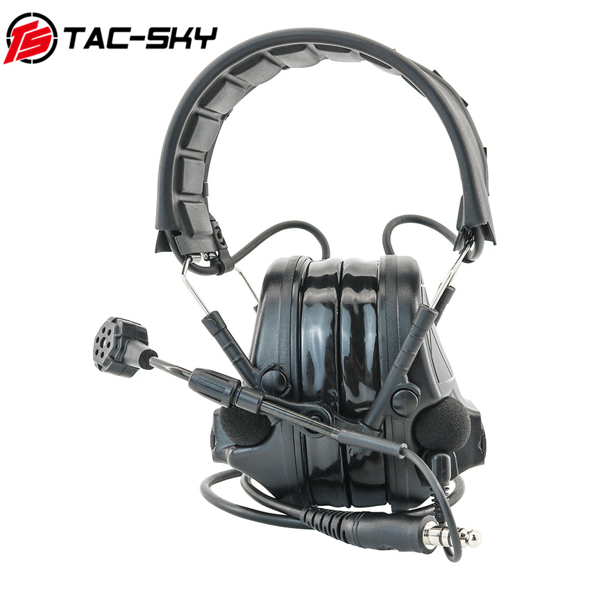 TAC-SKY C5 Tactical Headset Hearing Protection Active Noise Cancelling Silicone Earmuff + V2 PTT