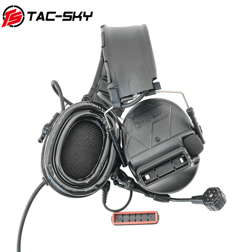TAC-SKY C5 Tactical Headset Hearing Protection Active Noise Cancelling Silicone Earmuff + V2 PTT