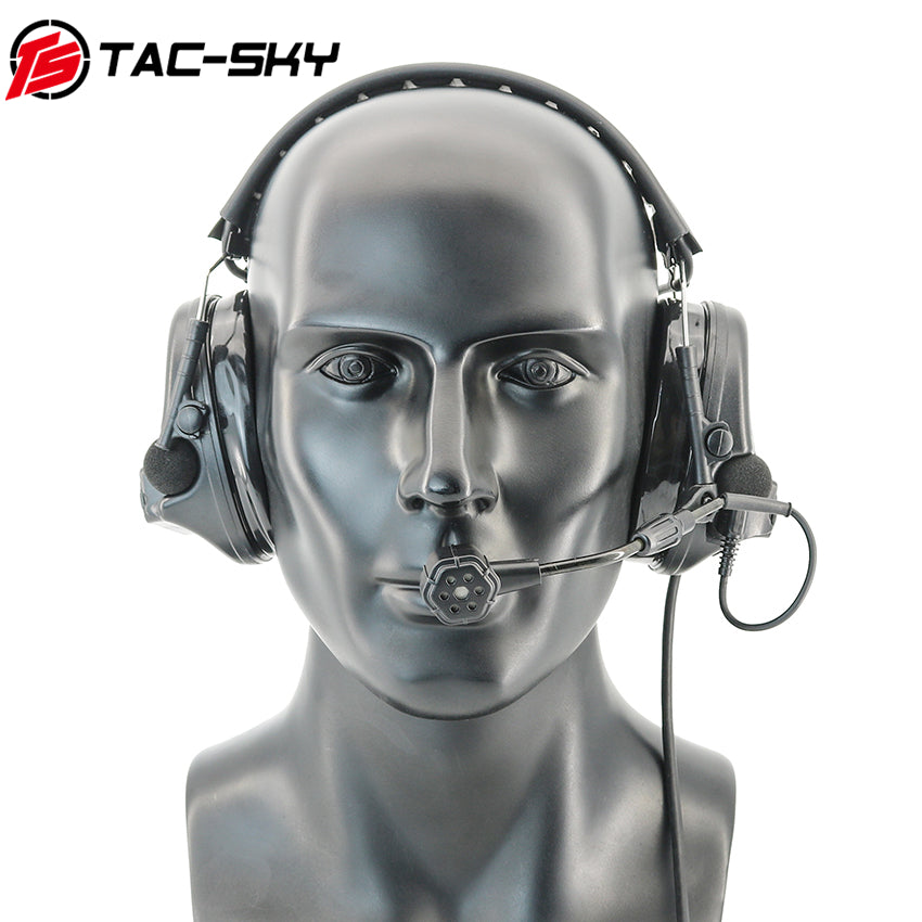 TAC-SKY C5 Tactical Headset Hearing Protection Active Noise Cancelling Silicone Earmuff + V2 PTT