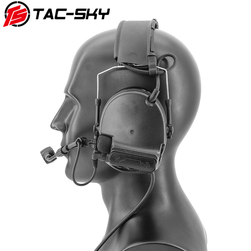 TS TAC-SKY Active Noise Cancellation Silicone Earmuffs Tactical Headset C5 XPI + V2 PTT