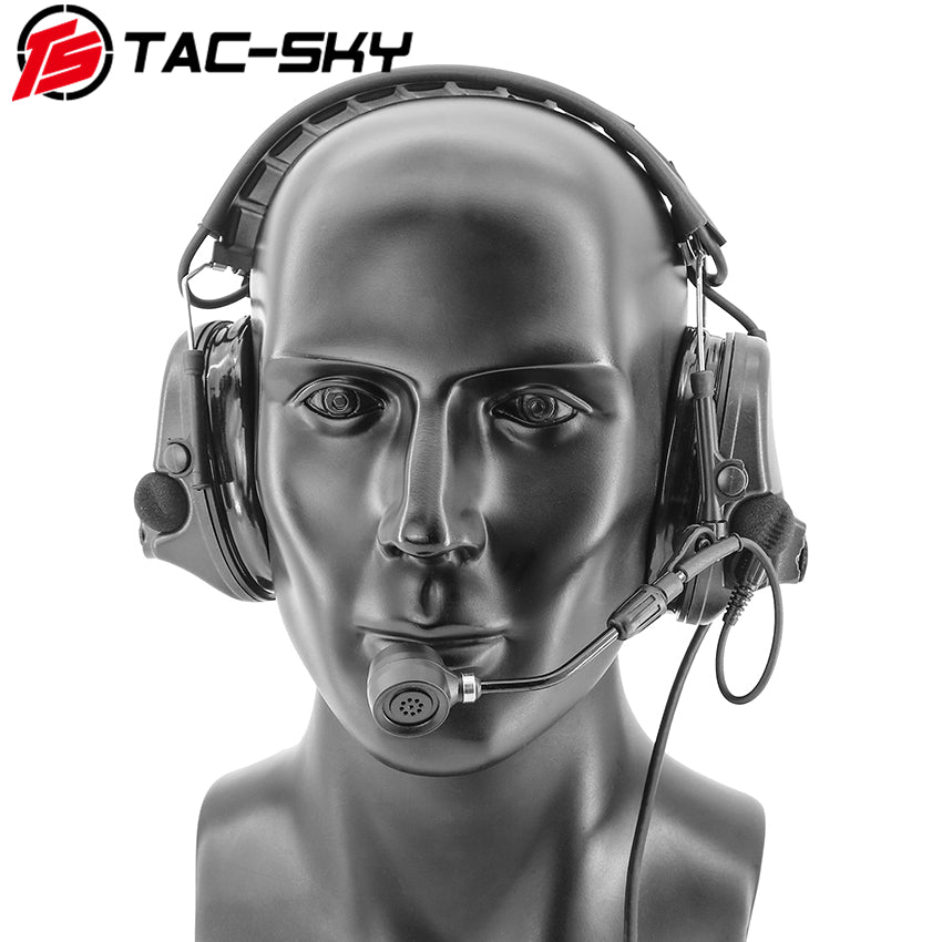 TS TAC-SKY Active Noise Cancellation Silicone Earmuffs Tactical Headset C5 XPI + V2 PTT