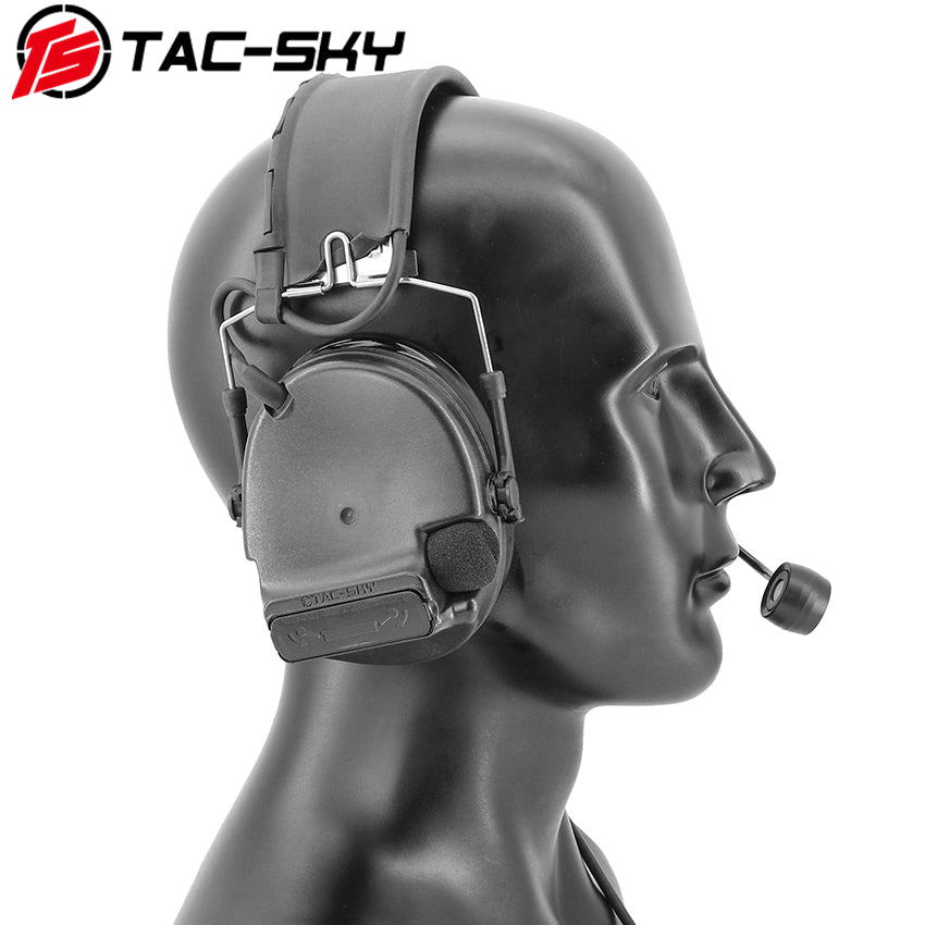 TS TAC-SKY Active Noise Cancellation Silicone Earmuffs Tactical Headset C5 XPI + V2 PTT