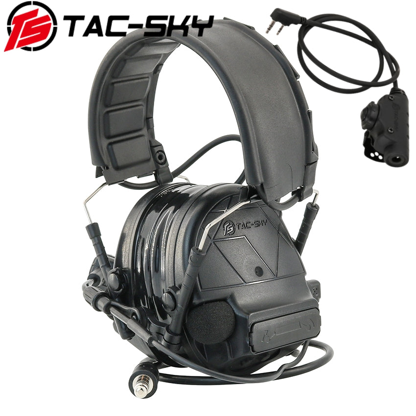 TS TAC-SKY Tactical Headset Electronic C5 Pro Hearing Protection Active Noise Cancellation for Airsoft + V2 PTT