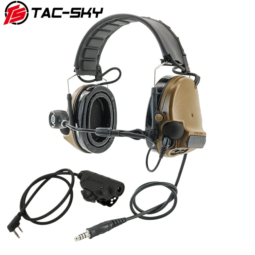 TS TAC-SKY Active Noise Cancellation Silicone Earmuffs Tactical Headset C5 XPI + V2 PTT
