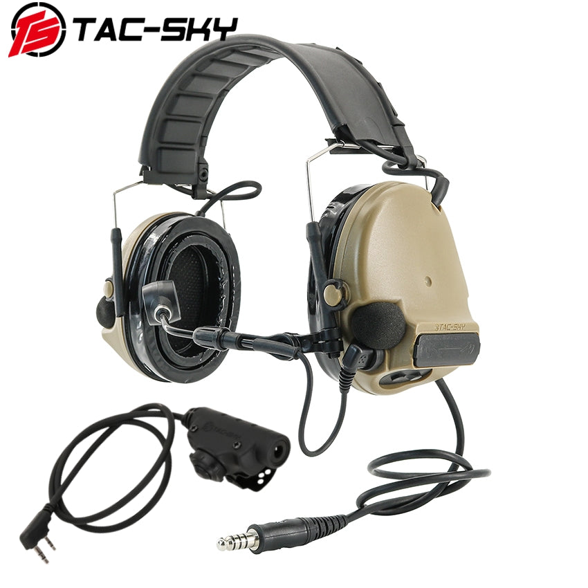 TS TAC-SKY Active Noise Cancellation Silicone Earmuffs Tactical Headset C5 XPI + V2 PTT
