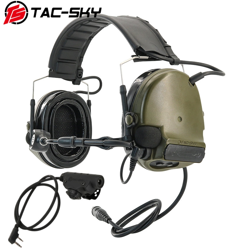 TS TAC-SKY Active Noise Cancellation Silicone Earmuffs Tactical Headset C5 XPI + V2 PTT