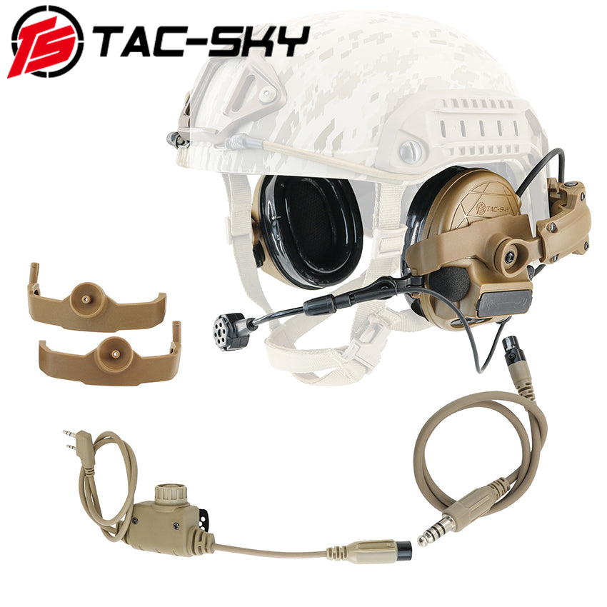 TS TAC-SKY Hearing Protection Tactical Headset 2.0 C5 pro 2.0 ARC Rail Helmet Bracket Version + PTT