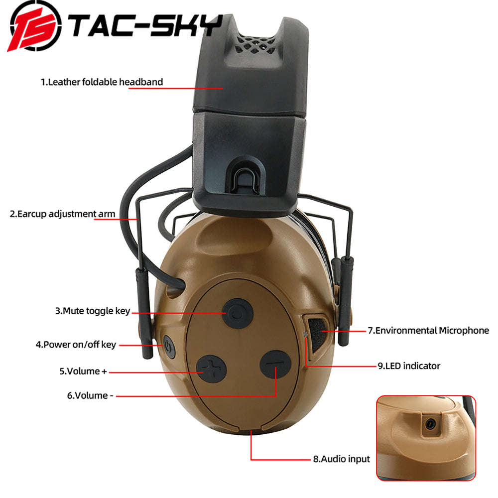 TS TAC-SKY Hearing Protection Safety Noise Cancelling Headphones Silicone Earmuffs