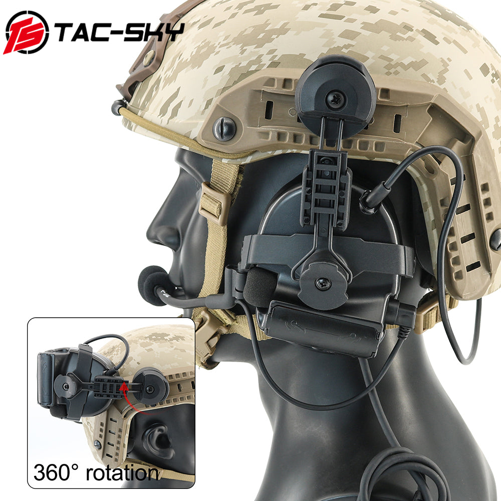 TS TAC-SKY ARC Rail Helmet Mount Hearing Protection Tactical Headset C2 + V2 PTT