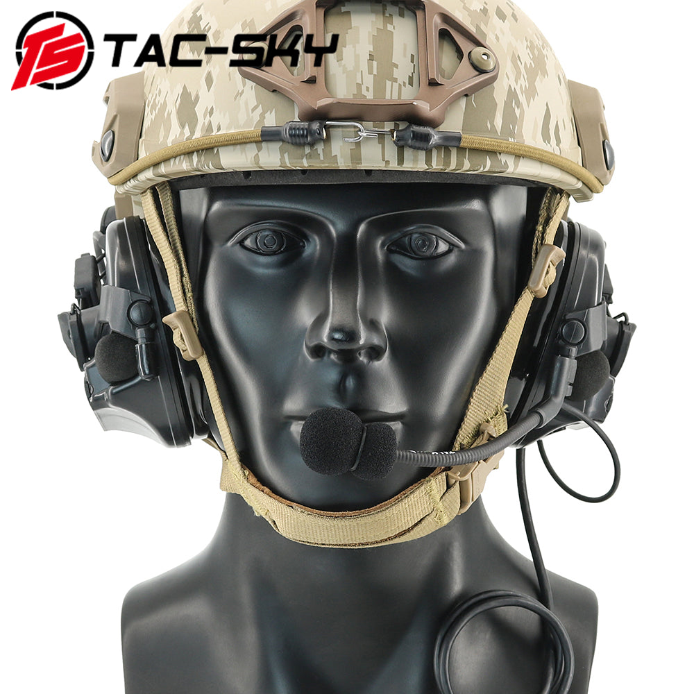 TS TAC-SKY ARC Rail Helmet Bracket Tactical Headset C3 Hearing Protection + U94 PTT
