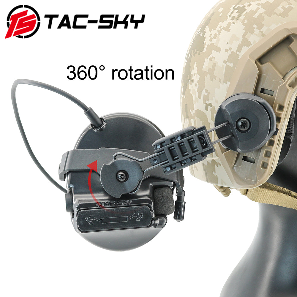 TS TAC-SKY ARC Rail Helmet Bracket Tactical Headset C3 Hearing Protection + V2 PTT