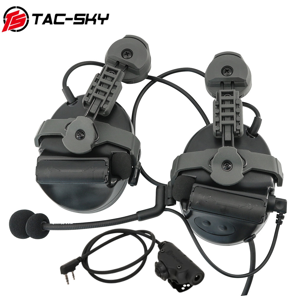 TS TAC-SKY ARC Rail Helmet Mount Hearing Protection Tactical Headset C2 + V2 PTT