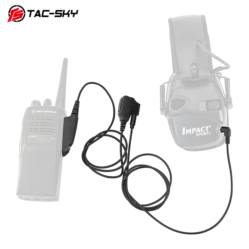 TS TAC-SKY Tactical Microphone PTT 3.5mm/2 Pin Plug Compatible with Motorola GP328 walkie-talkies